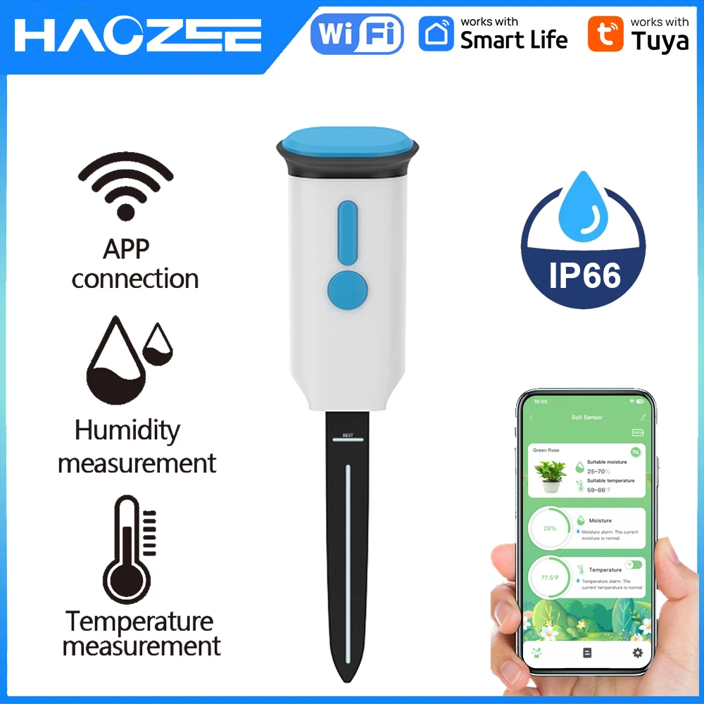 Smart Garden Sensors - Haozee Tuya スマート WiFi 土壌水分センサー検出器 IP66