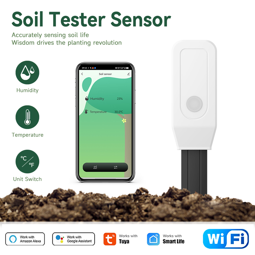 Smart Garden Sensors - Tuya スマートWiFi土壌テスター 温度湿度センサー ガーデン灌漑検出器 スマートライフアプリ 植物ケア用