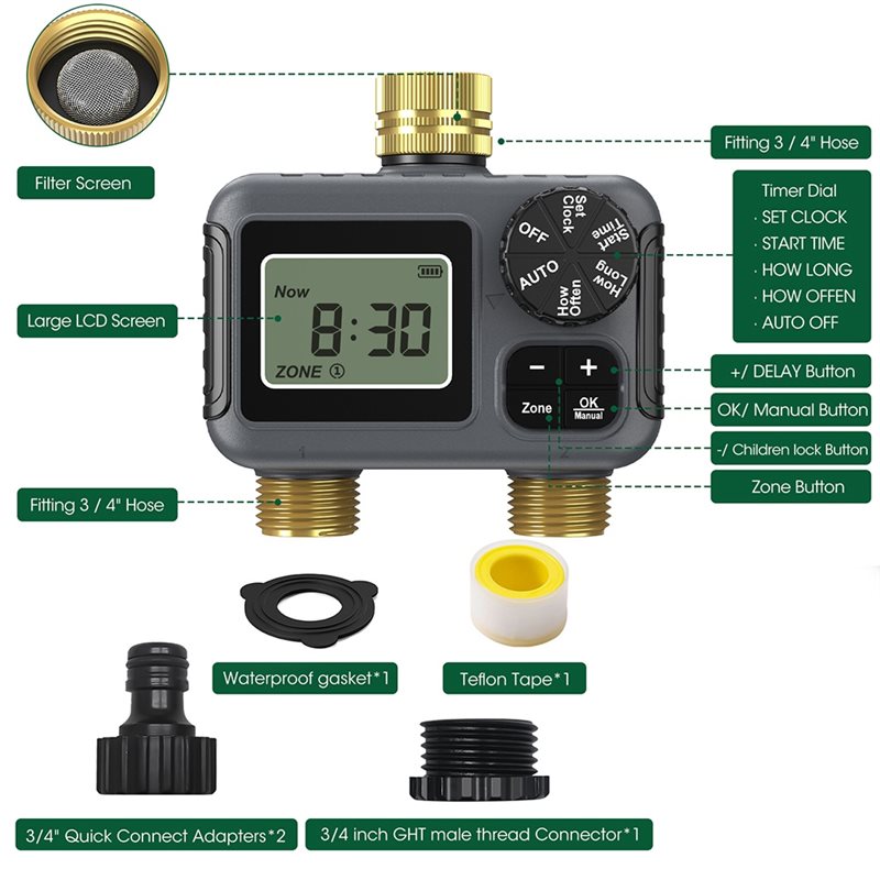 AY14 - デュアルアウトレット自動灌漑タイマー ガーデン - Smart Garden Water Timer のレビューと価格