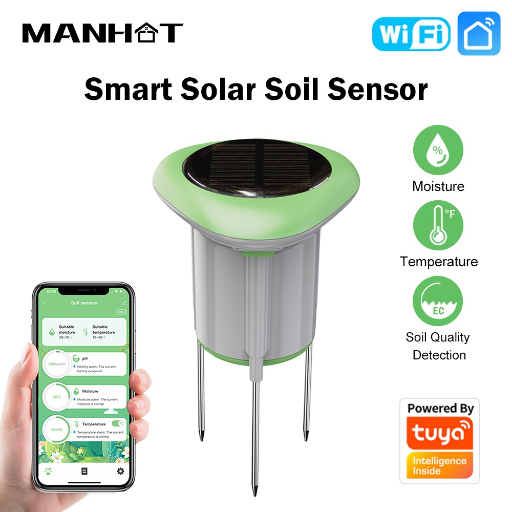 MANHOT WiFi スマートソーラー土壌センサー 3in - Smart Garden Sensors のレビューと価格