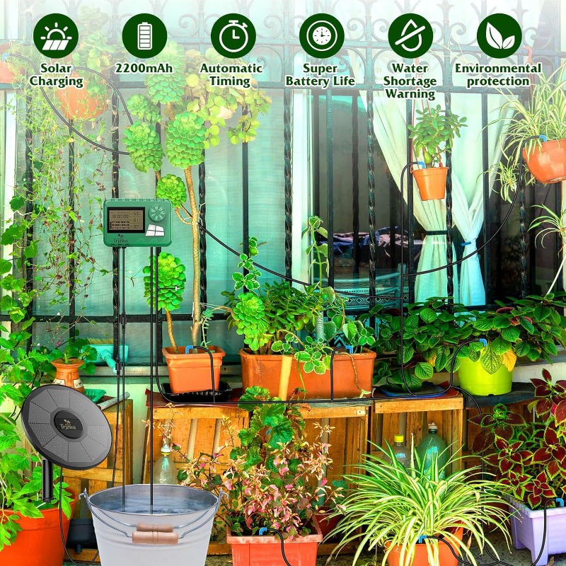 ソーラー灌漑装置 温室灌漑 点滴灌漑キット 15Mホース付き - Smart Urban Garden のレビューと価格