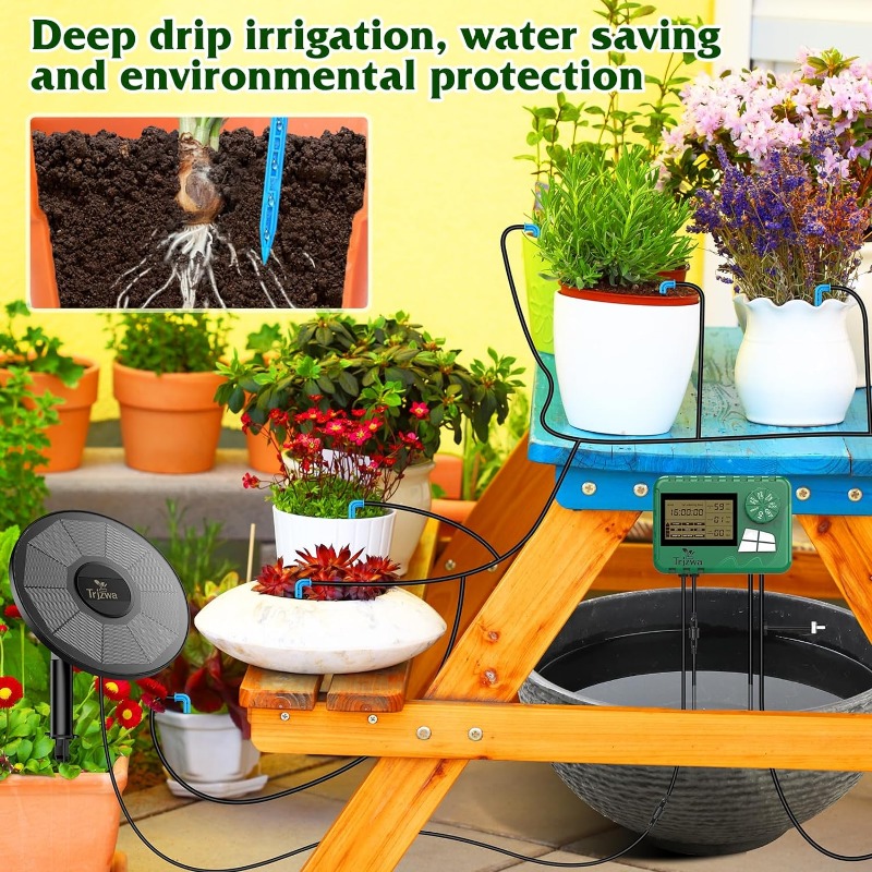 ソーラー灌漑装置 温室灌漑 点滴灌漑キット 15Mホース付き - Smart Urban Garden のレビューと価格