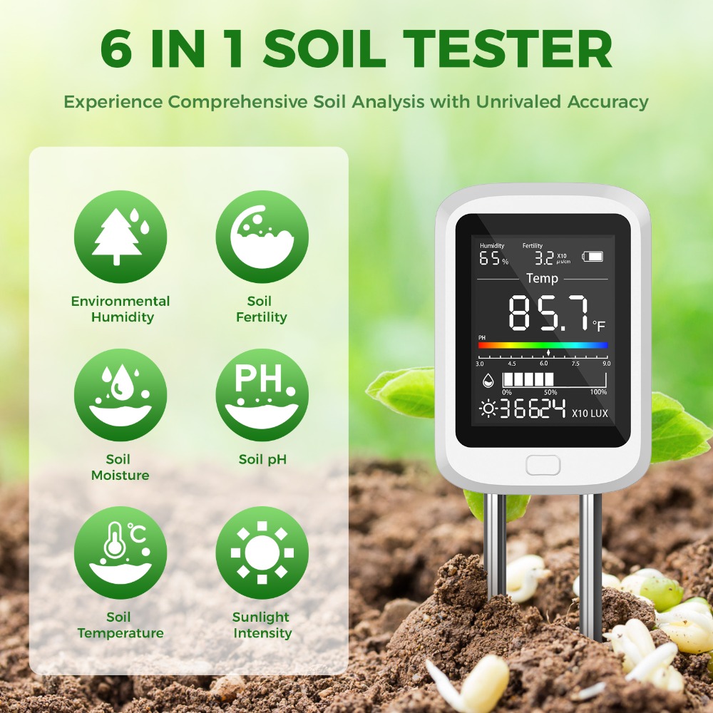 6-in-1土壌テストキット充電式デジタルPhメーター環境と - Soil Test Digital のレビューと価格