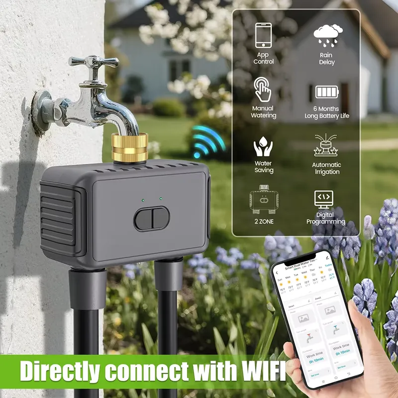 WAP01 WiFiアプリ制御 デュアルホース水タイマー ス - Smart Garden Water Timer のレビューと価格