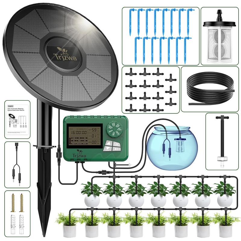 ソーラー灌漑装置 温室灌漑 点滴灌漑キット 15Mホース付き - Smart Urban Garden のレビューと価格