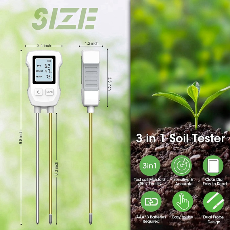 3 in 1土壌水分計、温度/土壌水分/PHメーター付きデジ - Soil Test Digital のレビューと価格